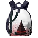 Sac à Dos pour Enfant Maternelle Desert Tepee Cactus Sacs D'école Bandoulière Réglable Unisexe Garçon et Fille Cartable pour Quotidien et Voyage