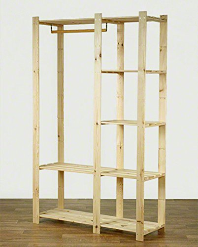 Kleiderschrank Garderobe B-25 Regal Holzregal 2 Farben (Unbehandelt) - 3