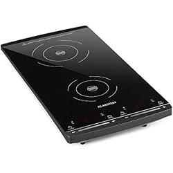 Klarstein VariCook Slim - Plaque à induction réglables séparément, 2900 watts, Température de 60-240 °C, Commande tactile, Minuteur régalble de 1-80 minutes, Surface entièrement vitrée, Noir