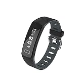 0.91inch Pulsmesser Monitor Bluetooth 4.0 Smart Armbanduhr Pedometer IP67 wasserdicht Standby 30 Tage Smartwatch (Schwarz)
