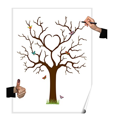 Poster Weddingtree 003 Schmetterling 30x40cm inkl. Anleitung, Fingerabdruck der Gäste, Fingerabdruckbaum