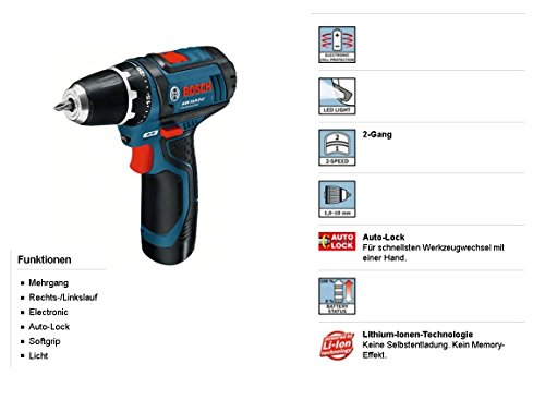 BOSCH-Set: Akku-Bohrschrauber GSR 10,8-2-Li/12V Prof. + Akku-Sauger GAS 10,8V-Li/12V Prof. inkl. 3x Akku 2,0 Ah und Ladegerät in L-Boxx - 3
