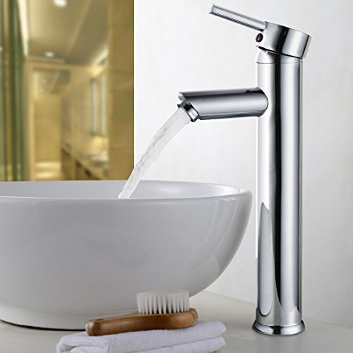 Preisvergleich Produktbild BONADE Hoher Waschtisch-Einhebelmischer Badarmatur Waschtischarmatur Mischbatterie Wasserhahn Waschbecken Messing Waschtischbatterie, Chrom