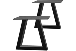 ANMINY Set of 2 Metal Table Bench Legs,Industrial Black Matte Finish Steel Table Legs,Floor Protectors,DIY Furniture Frame with Free Screws (Trapezoid,60 * 70 cm)