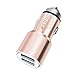 Price comparison product image FONE-CASE (Rose Gold) Mini High Power Metal Dual Port USB Car Charger 5V/3.1A With Unique Safety Hammer Function and Blue LED Indicator For Apple 128GB iPad 4