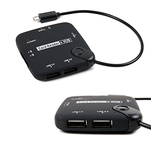 Für Ihr LENOVO Tab 3 7 Inch, Tab 3 7 Zoll, Lenovo miix 310, Lenovo Miix 510, Lenovo Tab 2 A7-20, Lenovo Tab 2 A10-30 und Lenovo Tab 2 A7-10 Tablet: USB Hub Kartenlesegerät | Card Reader (3x USB, MS, M2, SD(HC), T-Flash, DC/AC - 9