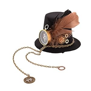 GRACEART Brújula Pluma Steampunk Mujeres Sombrero de Copa