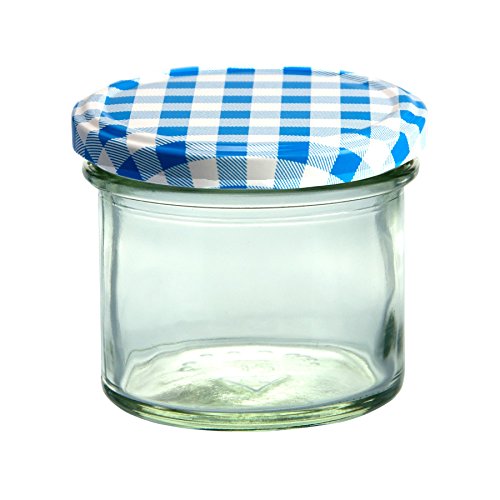 100er Set Sturzglas 125 ml Marmeladenglas Einmachglas Einweckglas To 66 blau karrierter Deckel - 2