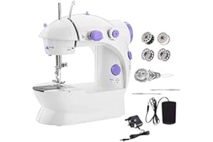 Homespired® Mini Portable Sewing Machine with Adjustable 2-Speed Double Thread, Electric Crafting Mending Machine Working Lamp, Foot Pedal, Battery or Mains Operated - Ideal for Travel & Beginners