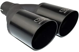 Ulter Sport NBL2-08-1/55 - Terminale di scarico doppio rotondo, Ø 80 mm, lunghezza inclinata 280 mm, installazione > 55 mm, in acciaio inox, colore: nero