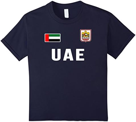 UAE T-shirt United Arab Emirates Flag Retro Soccer Style Kids 6 Navy
