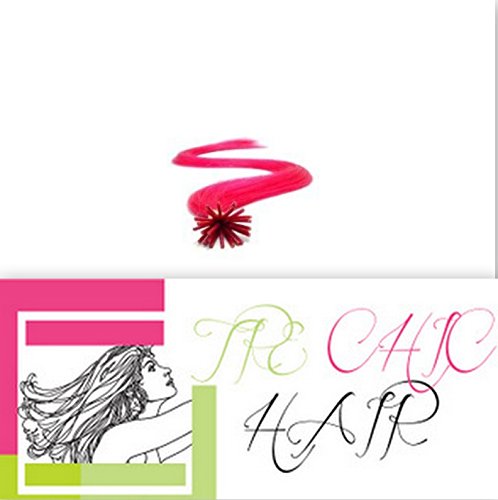 Tre Chic 25 Strands Straight Micro Ring Links Locks Beads Keratin Stick I Tip Remy Human Hair Extensions Hot Pink Color 0.75g Per Strand
