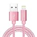 Produktbild RoFay Ladekabel Lightning auf USB, 1.2M Nylon geflochtenes iPhone Datenkabel mit Blitzstecker Ladekabel für iPhone X / iPhone8 / iPhone 7/7 Plus / 6 Plus / 5S / 6s iPad 4 iPod / Air (1.2M, Roségold)