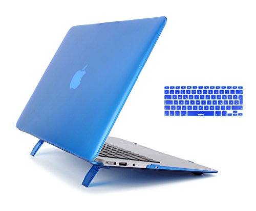 STONG Matte Gummierte Harte Schutzhülle mit Kickstand Ständer für Macbook Air 13 Hülle Cover Tasche Silicon Case Shell Hard Plastik mattiert SchutzTasche + tpu Tastatur-Schutzfolie(Blau,MacBook Air 13 A1369 / A1466) - 8