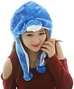 Colorfulworldstore 42 styles Pets Unisex Plush Animal Hats Costume Hood Toys Performance props (blue dolphins-12)
