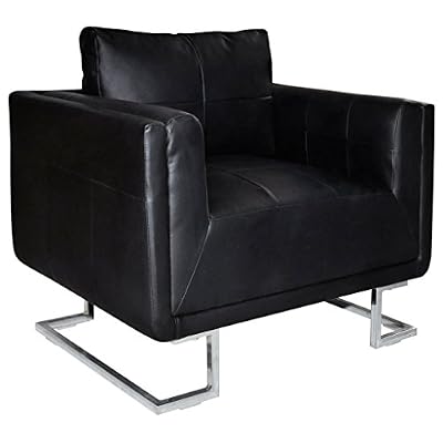 vidaXL Luxueux Fauteuil Cube en cuir Noir