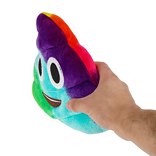 Emoji Kissen Großer Kackhaufen Regenbogen Farbkissen, Emoticon Weiche gefüllte Plüschkissen, 30x30cm, im klassischen Regenbogenfarben - 5