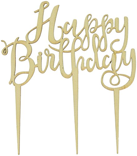 Boho - Happy Birthday Wooden Cake Topper