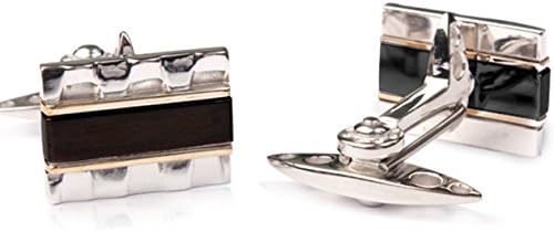 GTO London Handcrafted Synchro Cogged Edge Silver Cufflinks, Handmade Cufflinks