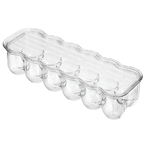 mDesign Eierhalter Kühlschrank – praktische Eierbox aus Kunststoff – Eierbehälter mit Deckel für 12 Eier – Transparent - 5