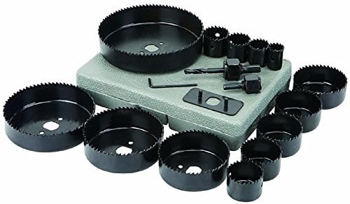 Hole Saw Kit 16 Pcs W/Case 2 Mandrels Cuts Plastic Wood Thin Metal Hex Key by JDM Auto Lights