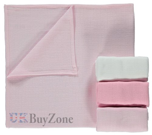 Baby Muslin Squares Cloth 100% Cotton Reusable Nappy Bibs Wipes Burp Cloths (2 Packs of 3, Pink)