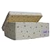 Minene Small Foldable Fabric Storage Box L32xW21xH12cmLinen Cosmetic Stationery Organiser with Flowers(Cream)