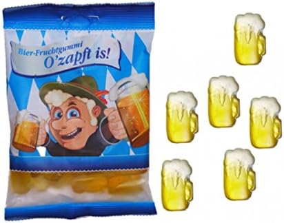 O'zapft is! ("It's tapped!"). Fruit gum, fruit gum in pitcher shape with beer taste in a themed bag. Alcohol-free. 125 g.