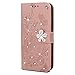 Produktbild Mlorras Hülle für Samsung Galaxy A6 2018, Geprägte Schmetterlingspflaume Strass Leder Handyhülle Klappbares Brieftasche Schutzhülle Wallet Case Cover mit Integrierten Kartensteckplätzen Rotgold