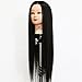Neverland Beauty 26" Long Smooth 100% Synthetic Natural Black Hair Hairdressing Equipment Styling Head Doll Mannequin Training Head Tools Braiding Cutting Student Practice Model with Clamp #1B UK Stock