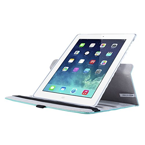 iPad 2 3 4 Hülle, ULAK iPad 2 Hülle 360 Grad Rotierend Stand Smart Cover Case Schutzhülle Tasche Etui mit Auto Schlaf / Wach Funktion für Apple iPad 2 3 4 (Welle-Blau/Schwarz) - 5