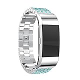 Für Fitbit Charge 2 Armband, Kristall Rostfreier Stahl Handgelenk Ersatz Uhr Armband Für Fitbit Charge 2 20mm/22mm/24mm (D)