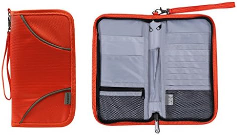 SanHoo RFID Blocking Travel Wallet &amp; Passport Holder-an All in One Travel Organizer for Passport/ ID Card /Boarding Pass /Mobile Phone-Color Orange
