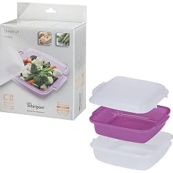 Whirlpool STM008 - Accessoire de cuisson pour Micro-ondes (cuiseur vapeur, Violet, Blanc, Blanc)