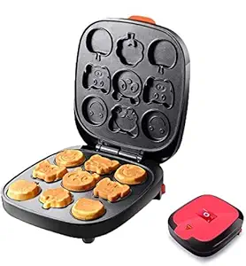 ERIZONE Multi-functional Cartoon Cake Machine Makes 9 Fun, Different Shaped Baking Pancakes Snack Maker, Kids Reindeer & More Electric Griddle Non-stick Breakfast Waffler Making Tool For Home, Kitchen