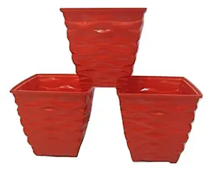 Garden Temple Decorative Plastic Flower Pots-Pack Of 3