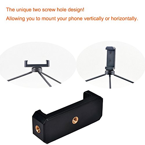 MyArmor Universal Phone Holder Clamp Mount Smartphone Clip with 1/4"-20 threads Tripod Adapter For Selfie Stick,Tripod, Monopod, Tabletop Stand, Easily Attach iPhone 7, iPhone 6/6S, iPhone 6/6S Plus, Galaxy S7 S7 Edge, or Any Large Smartphone Device to Tripod, or Pole.