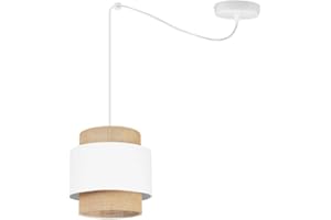 LIGHT HOME LH Light-Home Boho Lampadario a Sospensione - Lampadario Ragno per Soggiorno Camera da Letto e Cucina - Lampade a Sospensione in Metallo con Paralume Moderno - E27-1 Luce - Bianco e Iuta