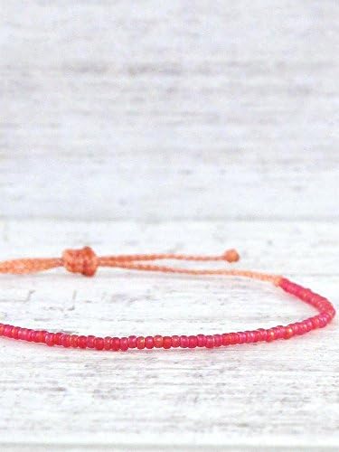 Ruby Red Dainty Seed Bead Friendship String Bracelet - Adjustable
