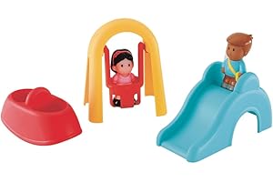 HappyLand Early Learning Centre Playground Playset – Imagination Playset with 2 Characters Figures and mini Slide, Swing and See-saw for Toddlers Ages 18 months to 5 years