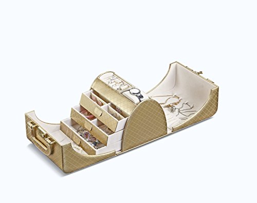 Vlando Faux-Leder-Reise Schmuckschatulle Halskette Ohrringe Ringe Speicher-Organisator - 4