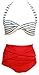 Tailloday Retro Vintage High Waisted 2 Pieces Bikini Swimwear Swimsuits X-Large BlueStripe