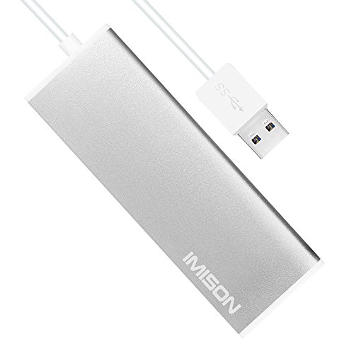 IMISON Premium 4 Ports USB HUB Expansion High Speed USB 2.0 Multi USB Hub Splitter Aluminium Alloy Metal Adapter Cable For PC, MAC, Laptop, Mac Book, NetBook, Tablets (Silver) - 4