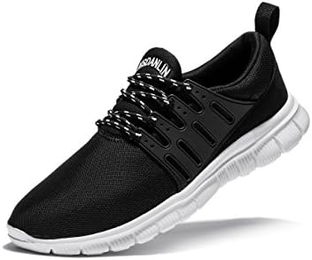 Vsdanlin Men's Running Shoes Lightweight Athletic Breathable Mesh Anti-Slip Casual Comfortable Sneakers (11UK/46EU Men, Black)