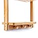 Relaxdays Wall-Mounted Bathroom Rack, With 3 Shelves And 3 Hooks, Bamboo, Includes Rail, Natural Brown