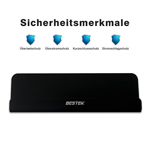 BESTEK Aktiv USB 3.0 Hub 4 Ports + 2 x 5V/2.4A Ladeports + 1 Audio Port mit 12V 3A Netzteil Dockingstation hat bis zu 5 Gbps Datentransferrate abwärtskompatibel Schwarz - 3