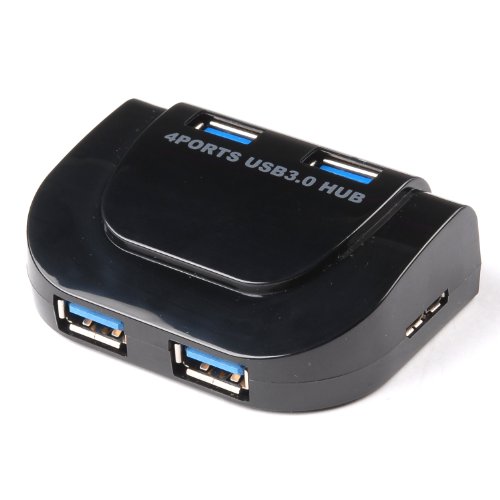tinxi® 4 Port USB 3.0 Hub Super Speed bis zu 5Gb/s Portable USB3.0 4 Port Verteiler ohne Netzteil ideal für Laptop, Ultrabook, PC und Tablet PC unterstütz Win7 / Win8 / Win10 / Mac in Schwarz (USB 3.0 Hub NEU) - 2