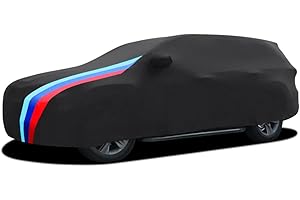 Asasytal Funda Coche para Interior SUV, Elástica Anti-Prueba de Polvo Suave Velvet Stretch, Universal Cubierta Coche para la Exhibición de Garaje Subterráneo, L5.05~5.35m, Negro con Patrón