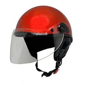 EDGE Scooty Helmets for Men, Women & Kids (Extended Face Protection Visor with helmet lock slot) (Sporty Red, Medium)