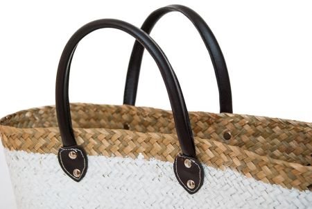 Strohtasche weiß mit rosa Stern Einkaufstasche Strandkorb Strandtasche Bag Shopper - 3